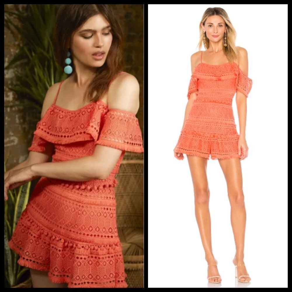 💕SAYLOR💕 Edith Lace Crochet PlaySuit Romper Coral Small S NWT